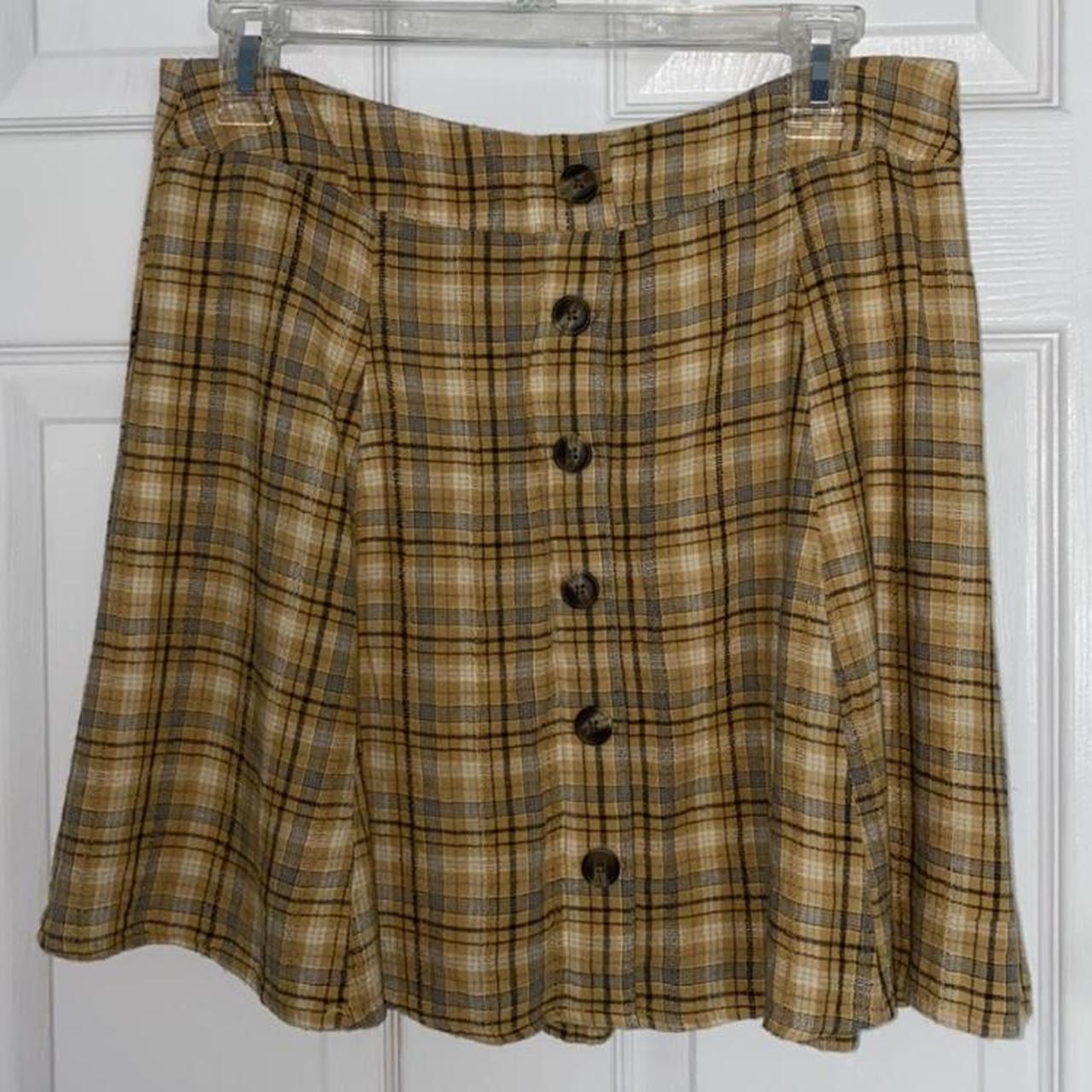 American eagle shop yellow plaid skirt