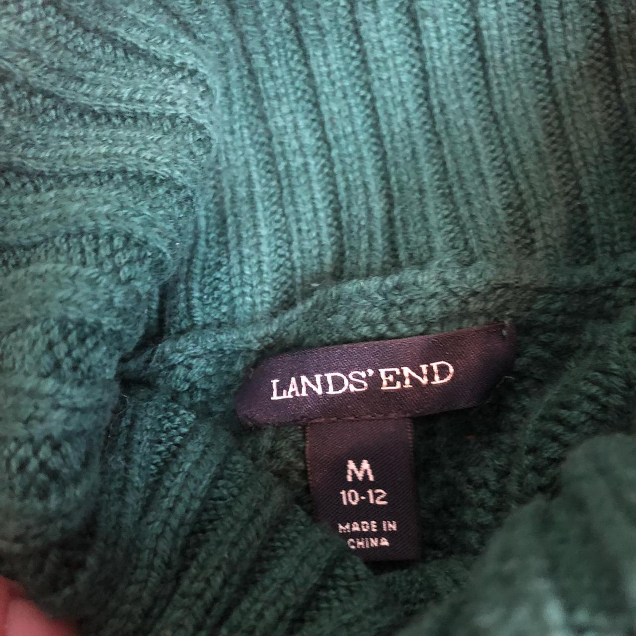 Emerald green cable knit turtleneck sweater by Lands... - Depop