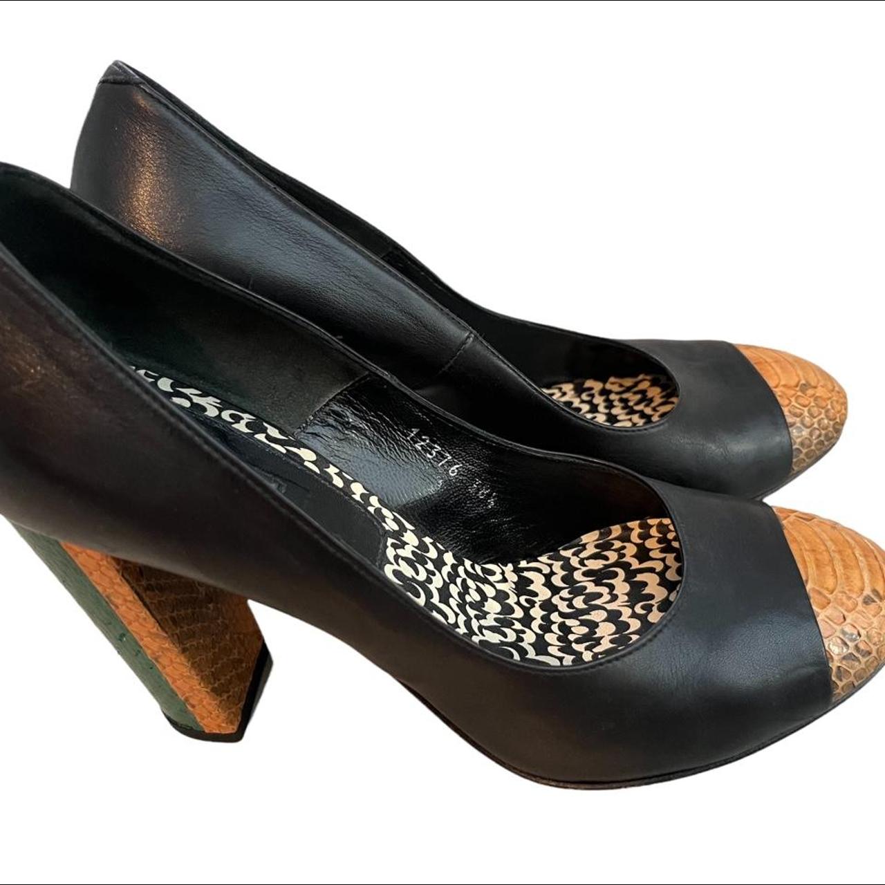 Dries Van Noten Women's Black and Tan Courts