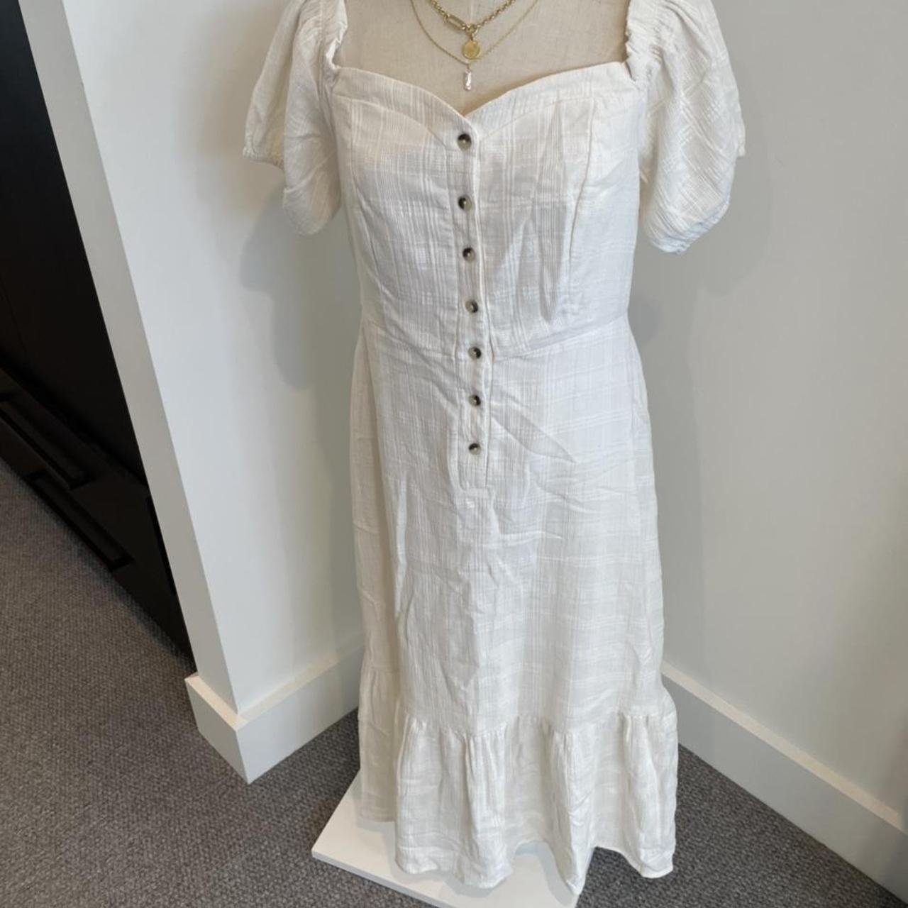 100 cotton tea dress with lining, buttons down to... Depop