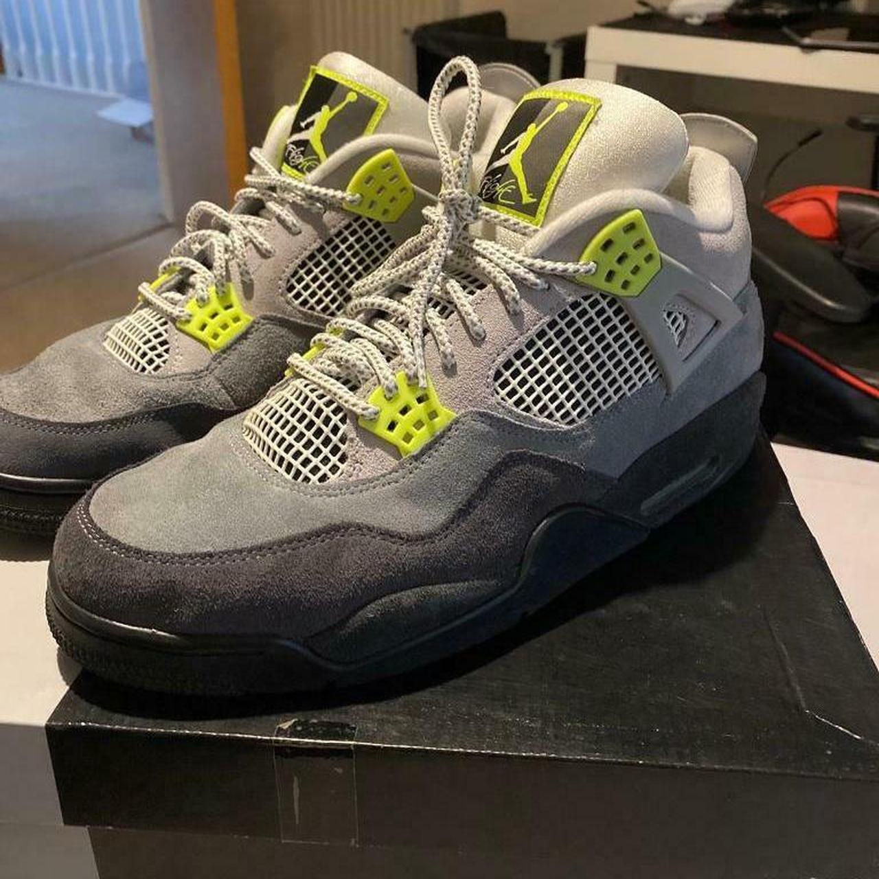 jordan 4 retro neon lightly warn sensible offers... - Depop