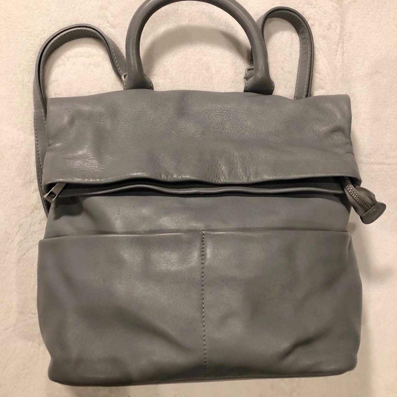 SALE Grey leather backpack. Like new grey leather Depop