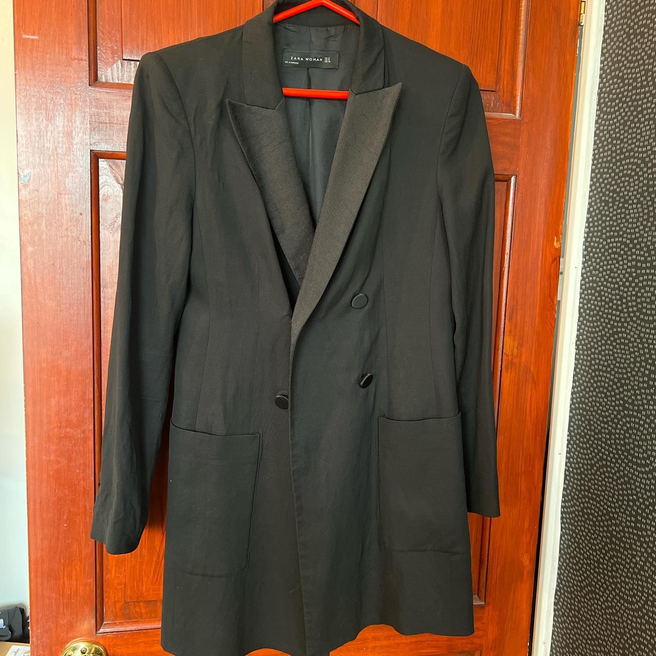 Zara longline black blazer SMALL Depop