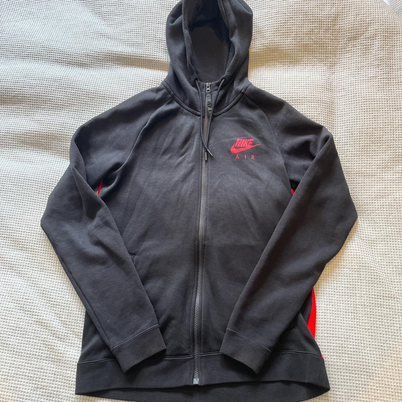 Nike Air Max zip up hoodie//Black & Red//Great... - Depop