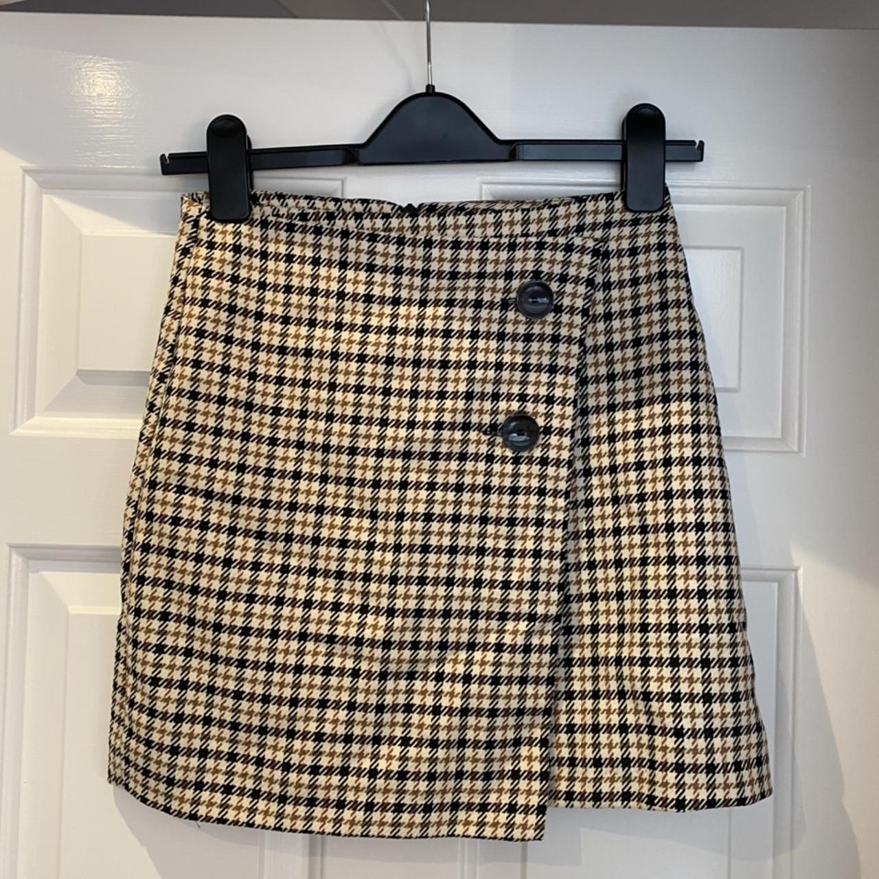 H&m yellow shop tartan skirt