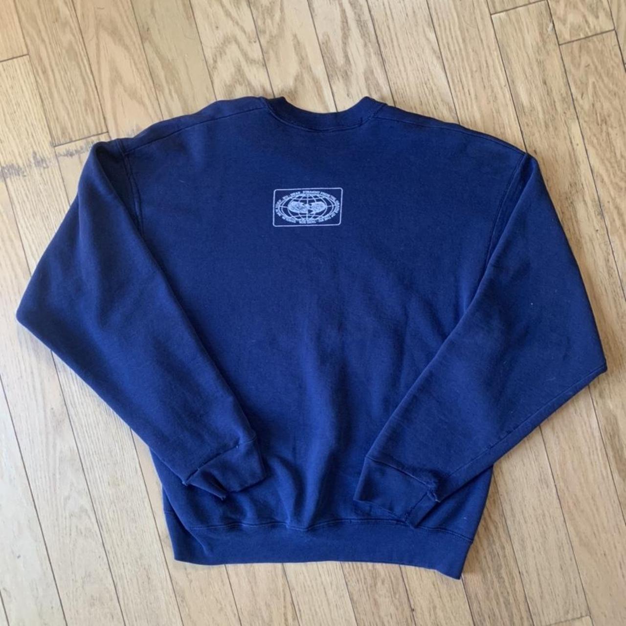 Men's Navy and White Jumper | Depop