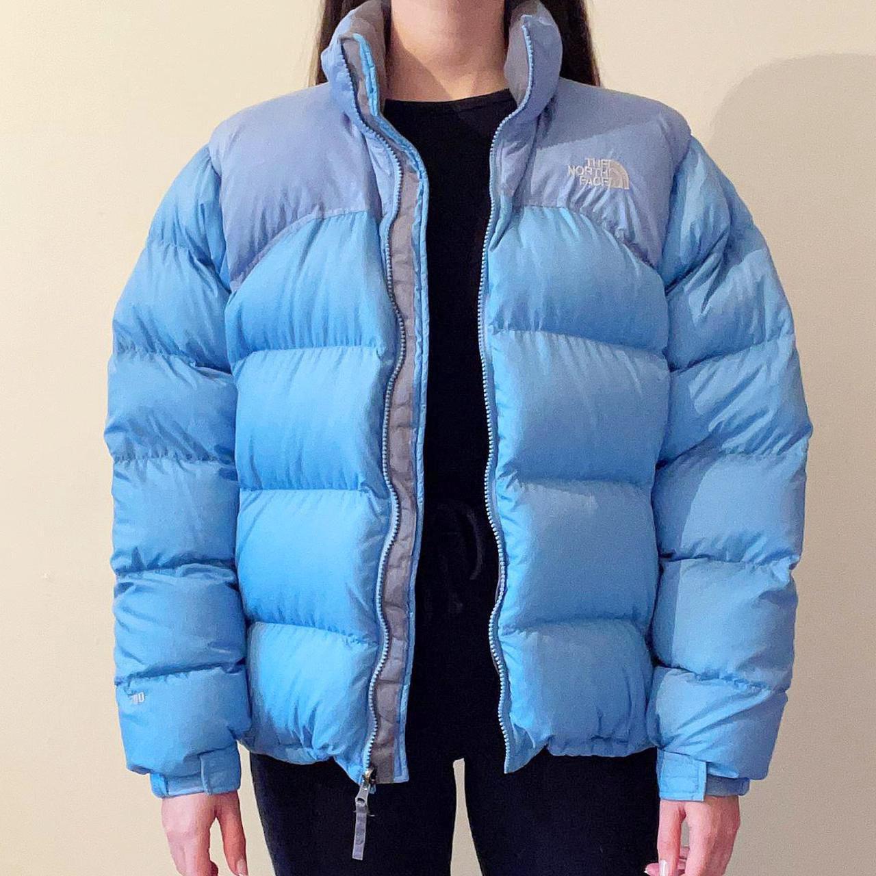 north face light blue puffer