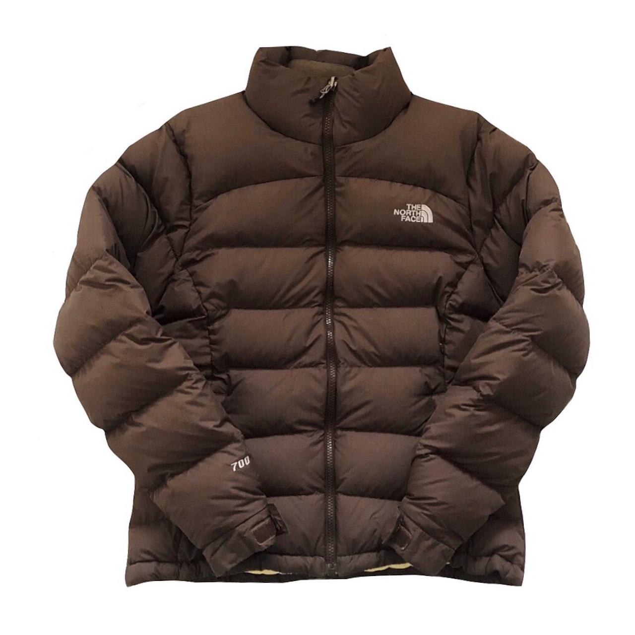 north face brown puffer jacket depop