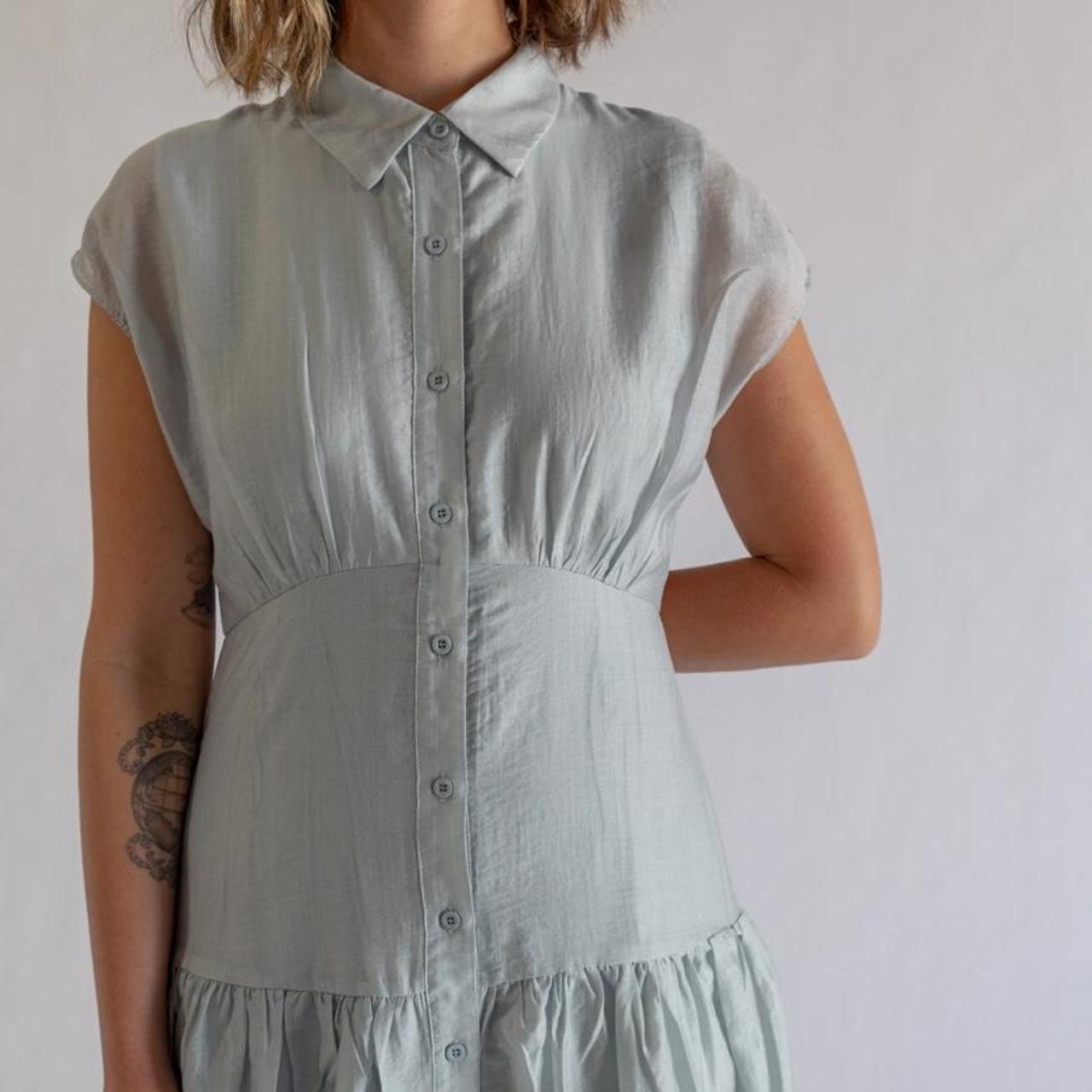 Buttondown maxi dress with pleating... Depop