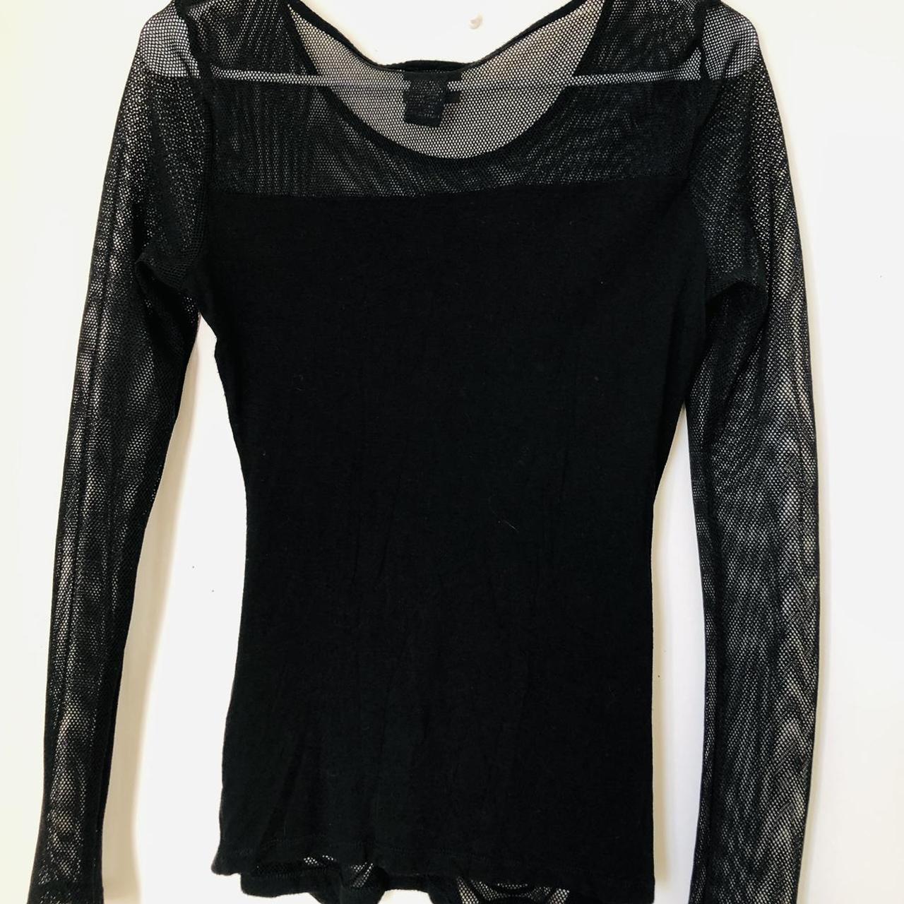 Really cool black long sleeve mesh distressed front... - Depop