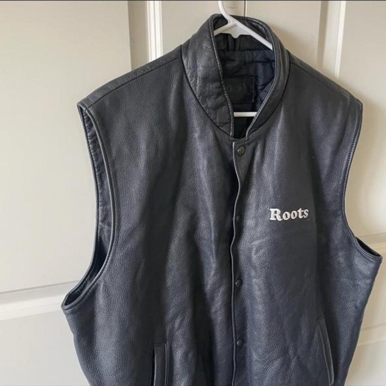 Roots leather sale vest