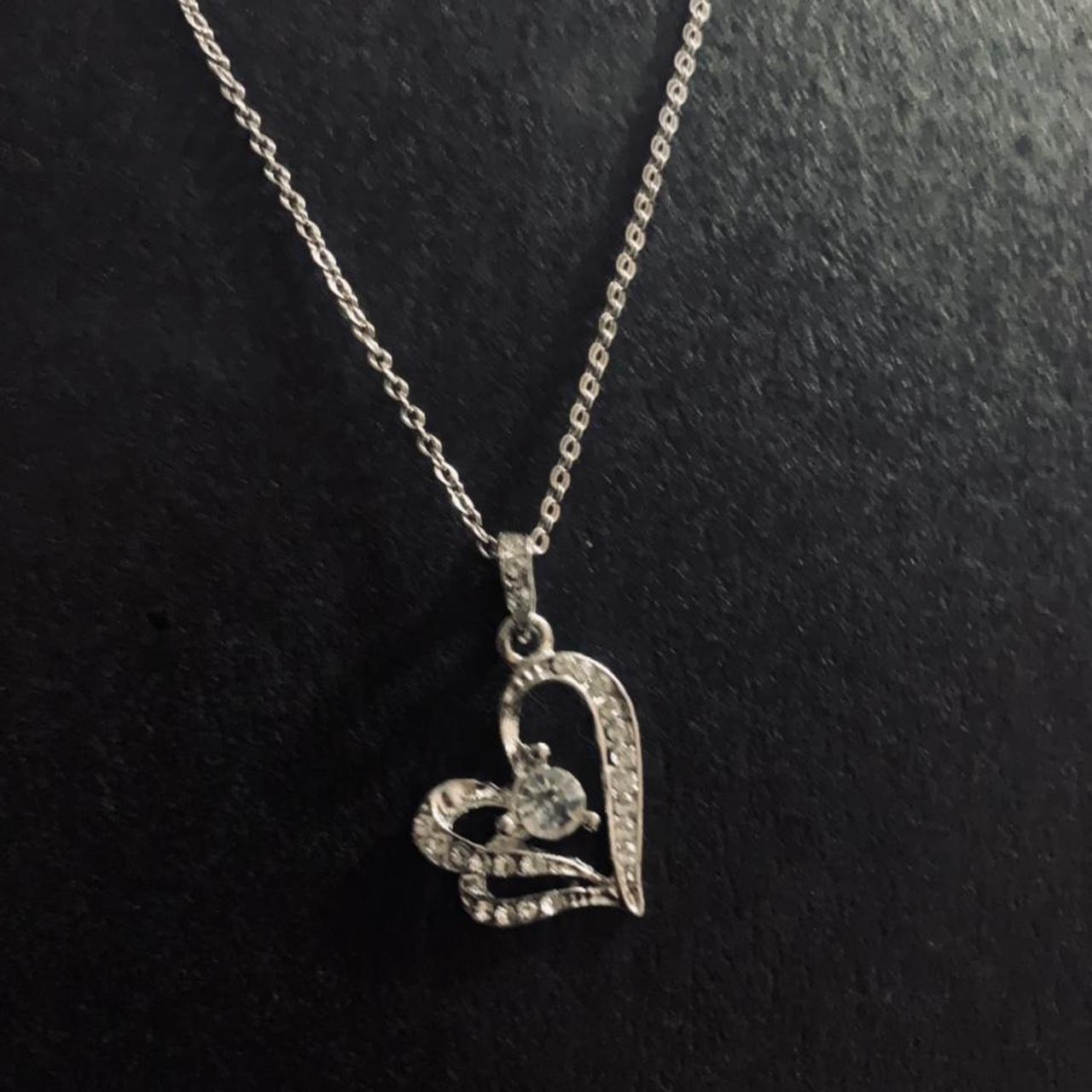 Adorable diamond heart pendant necklace. Length “18.... Depop