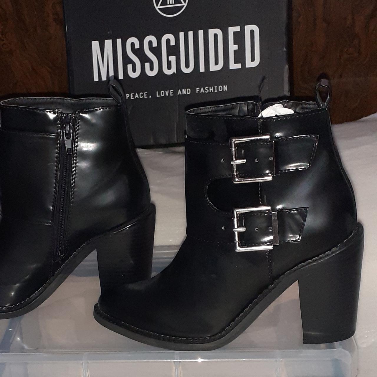 Missguided Elle double buckle ankle boot. Black