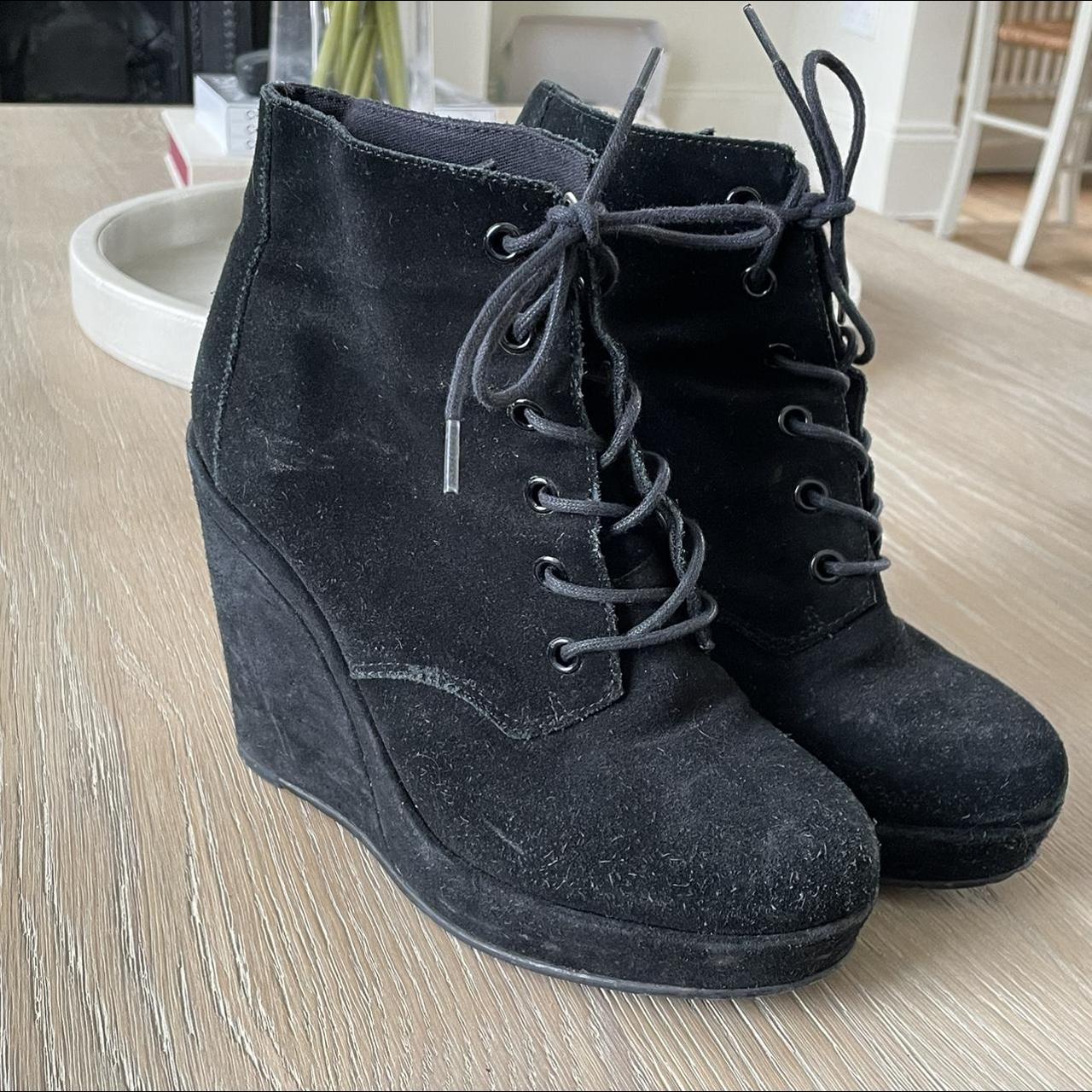 Topshop black lace up wedge boots in a size 38. Depop