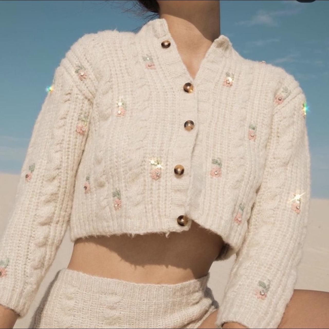 Tach Clothing mini knit cardigan with jewels and... Depop