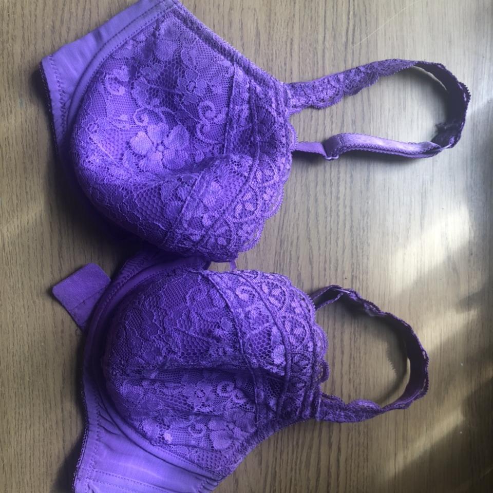 Pour Moi purple soft padded bra in a 32f. Fits great - Depop