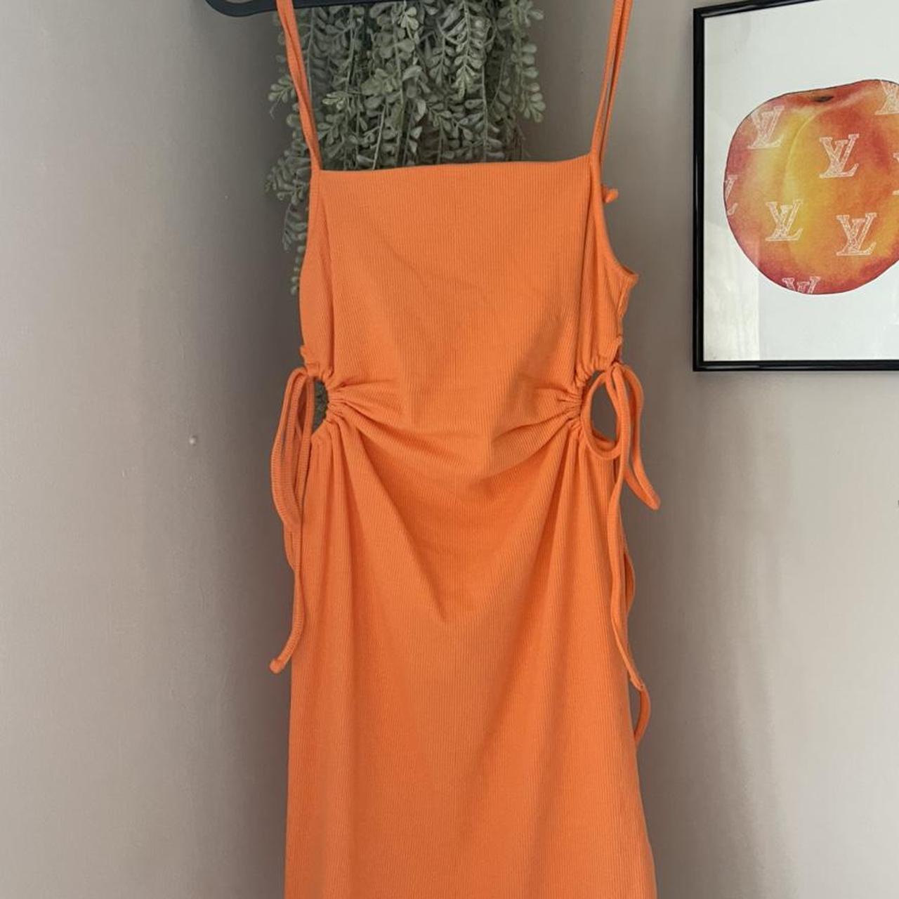 orange cut out dress zara