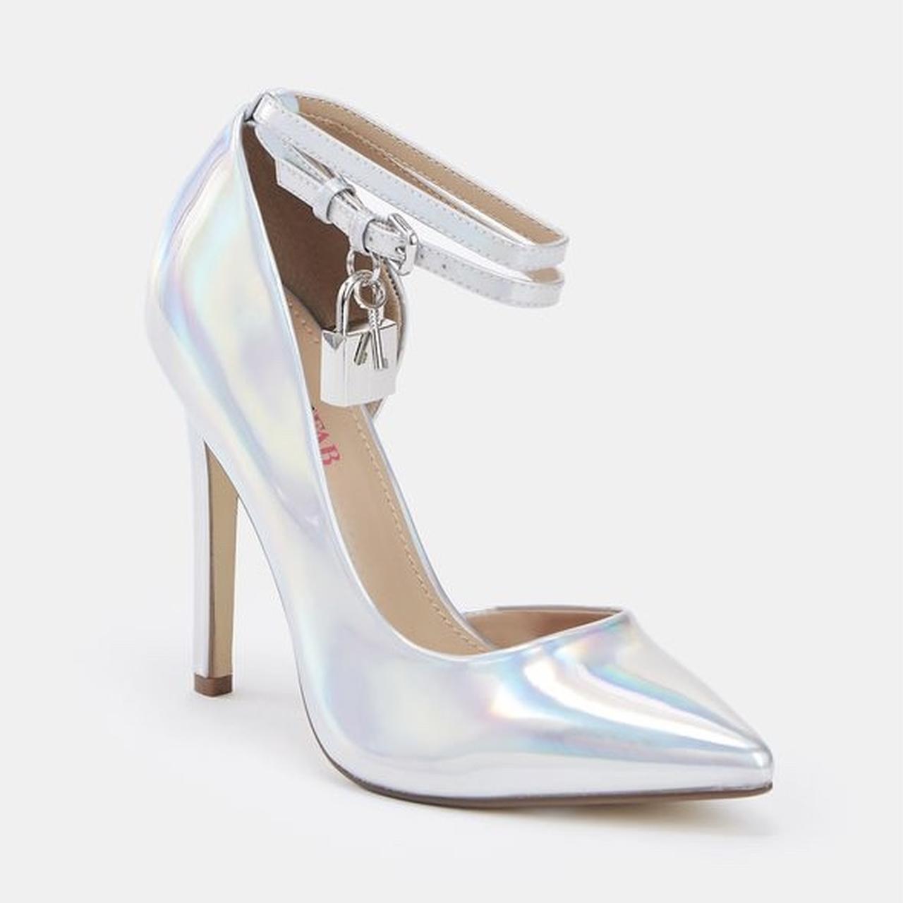 Silver sale holographic heels