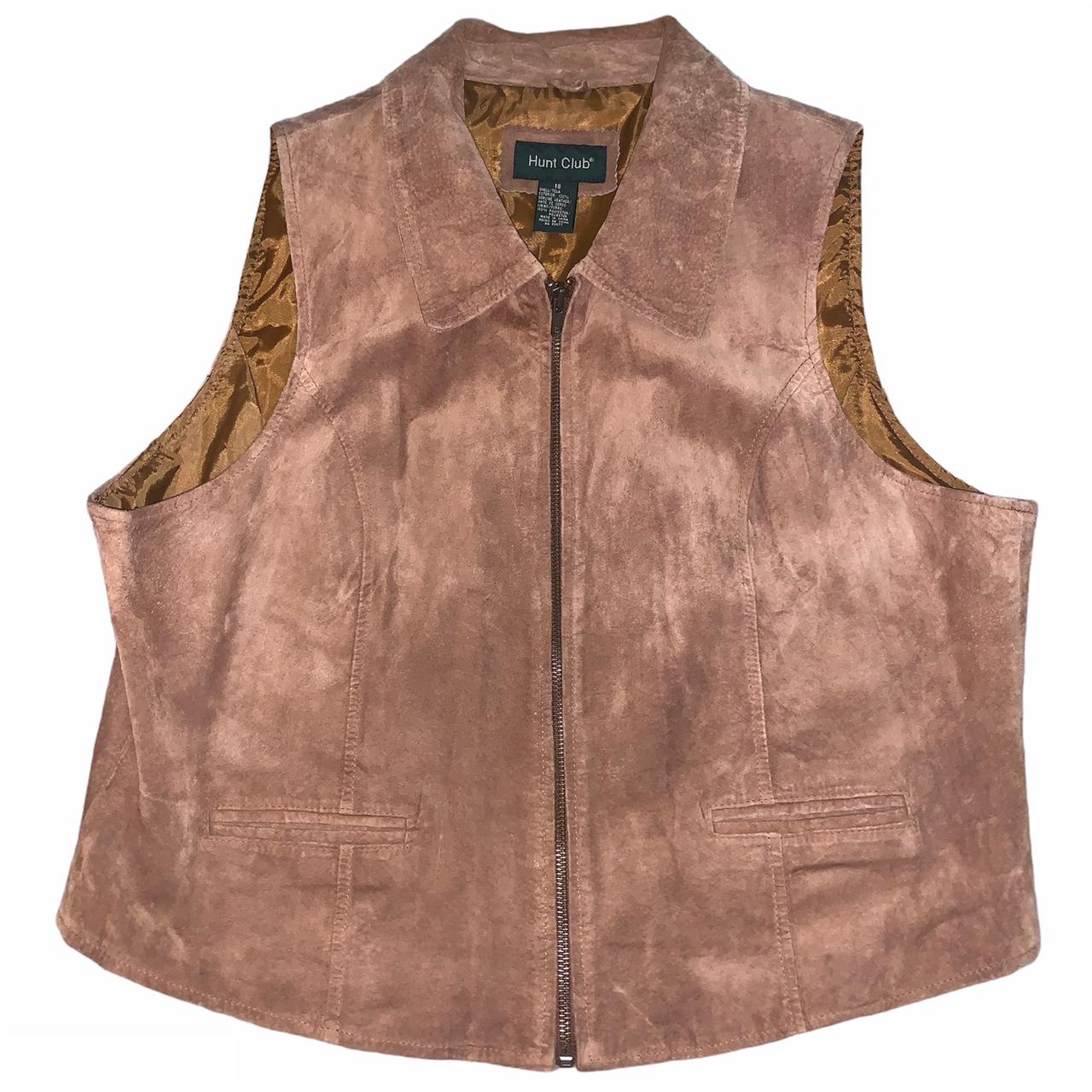 brown zip up vest