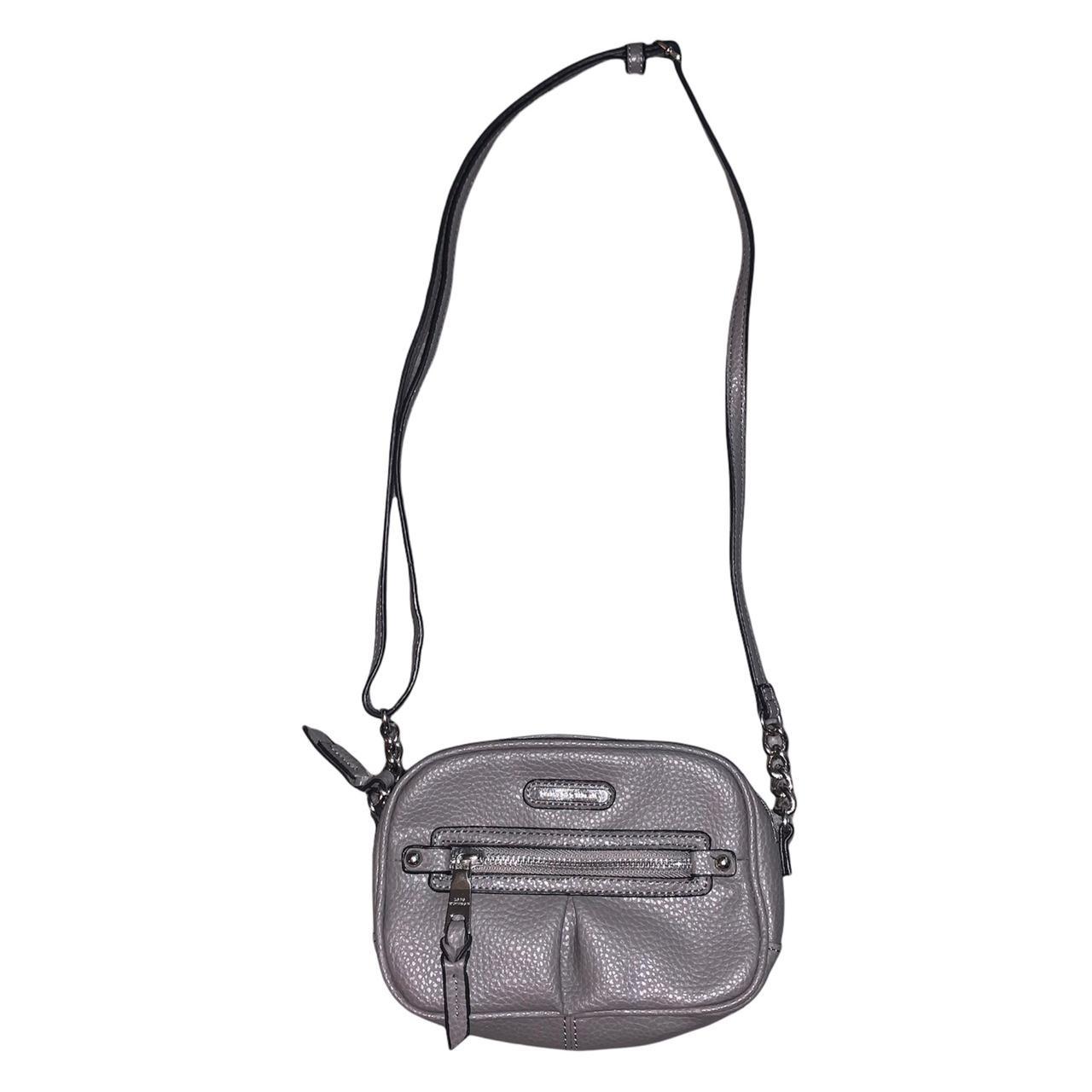 Dana Buchman Grey Faux Leather Mini Crossbody Purse Depop