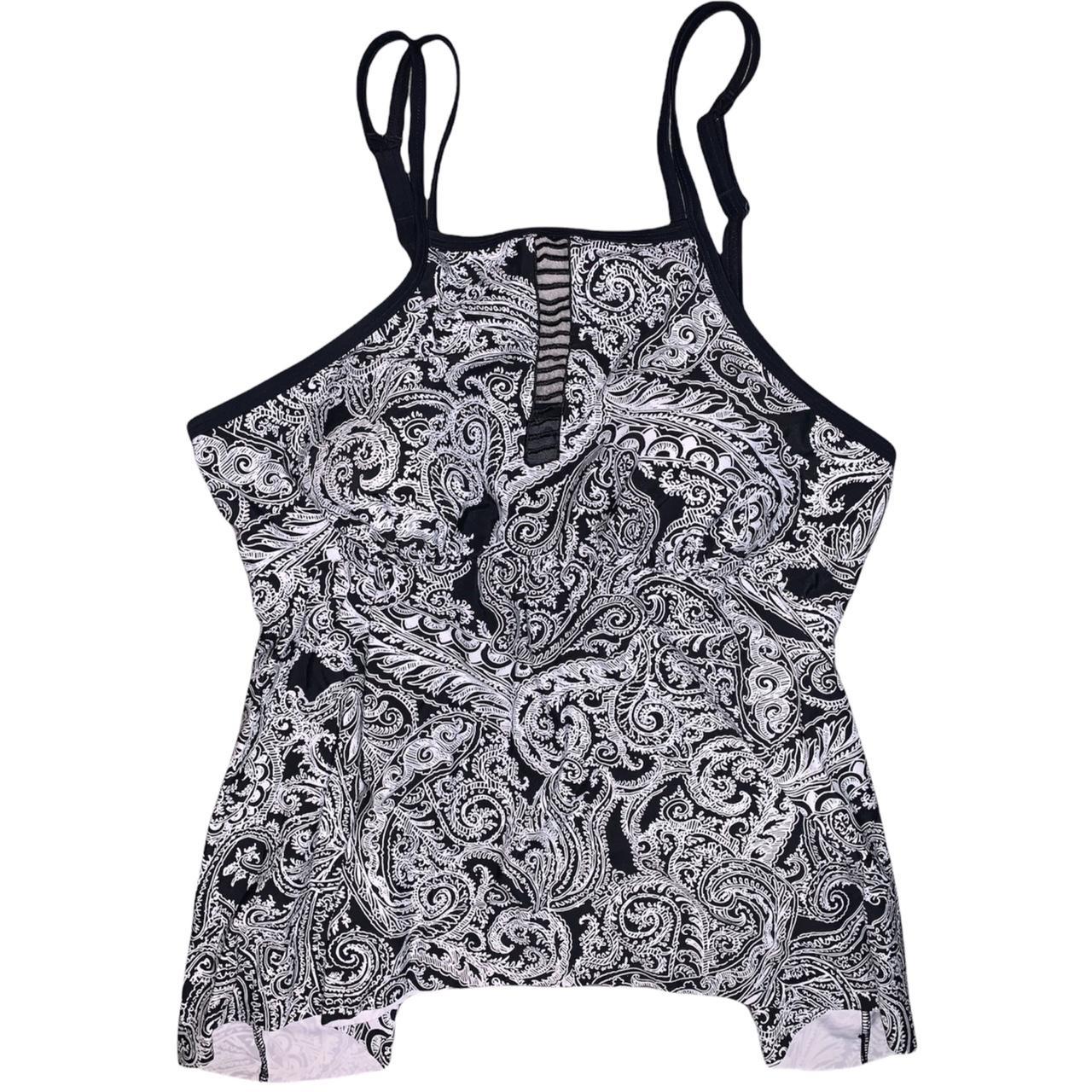 Black & White Paisley Tankini size 16 in excellent... - Depop