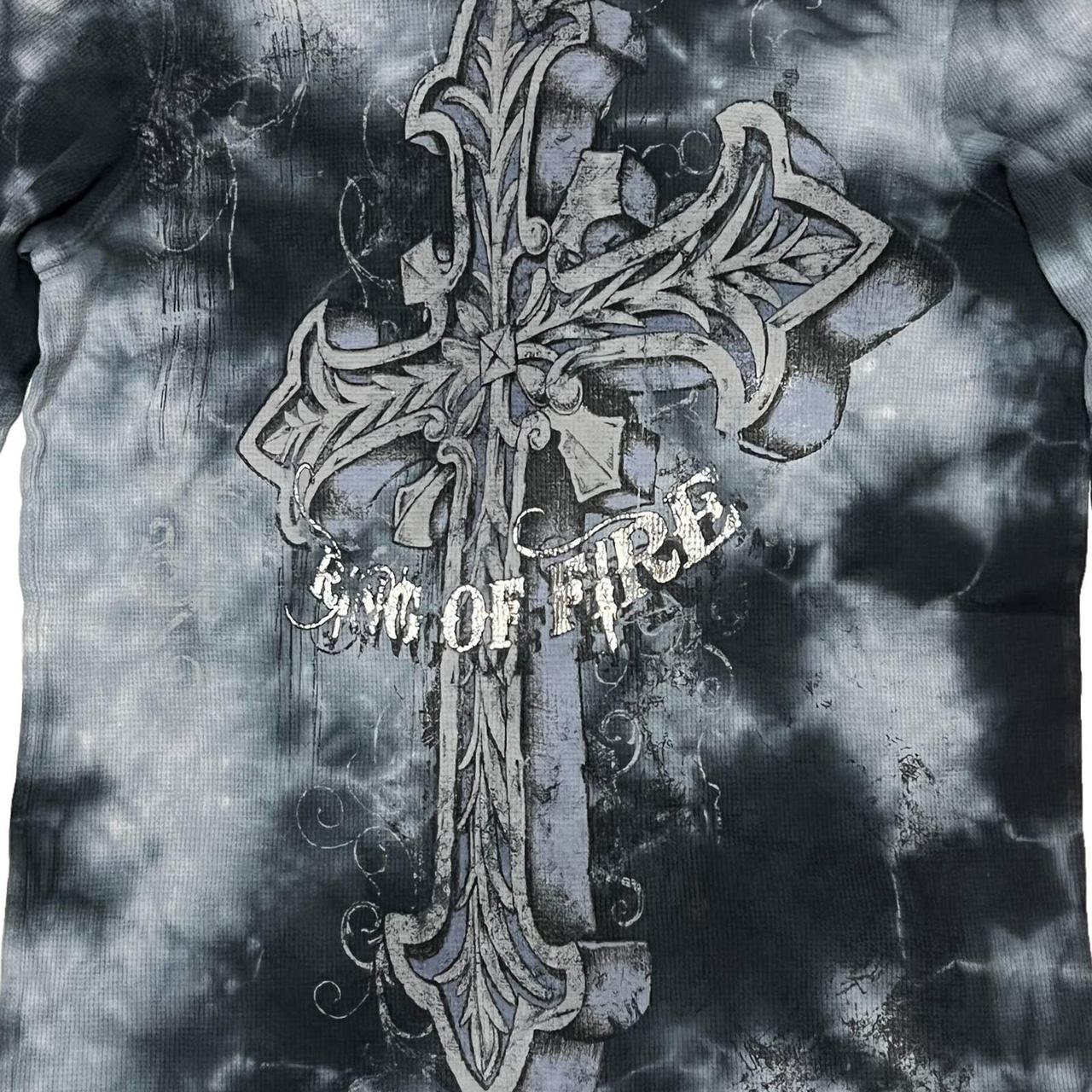 Ring of Fire gothic baroque cross long sleeve waffle... - Depop