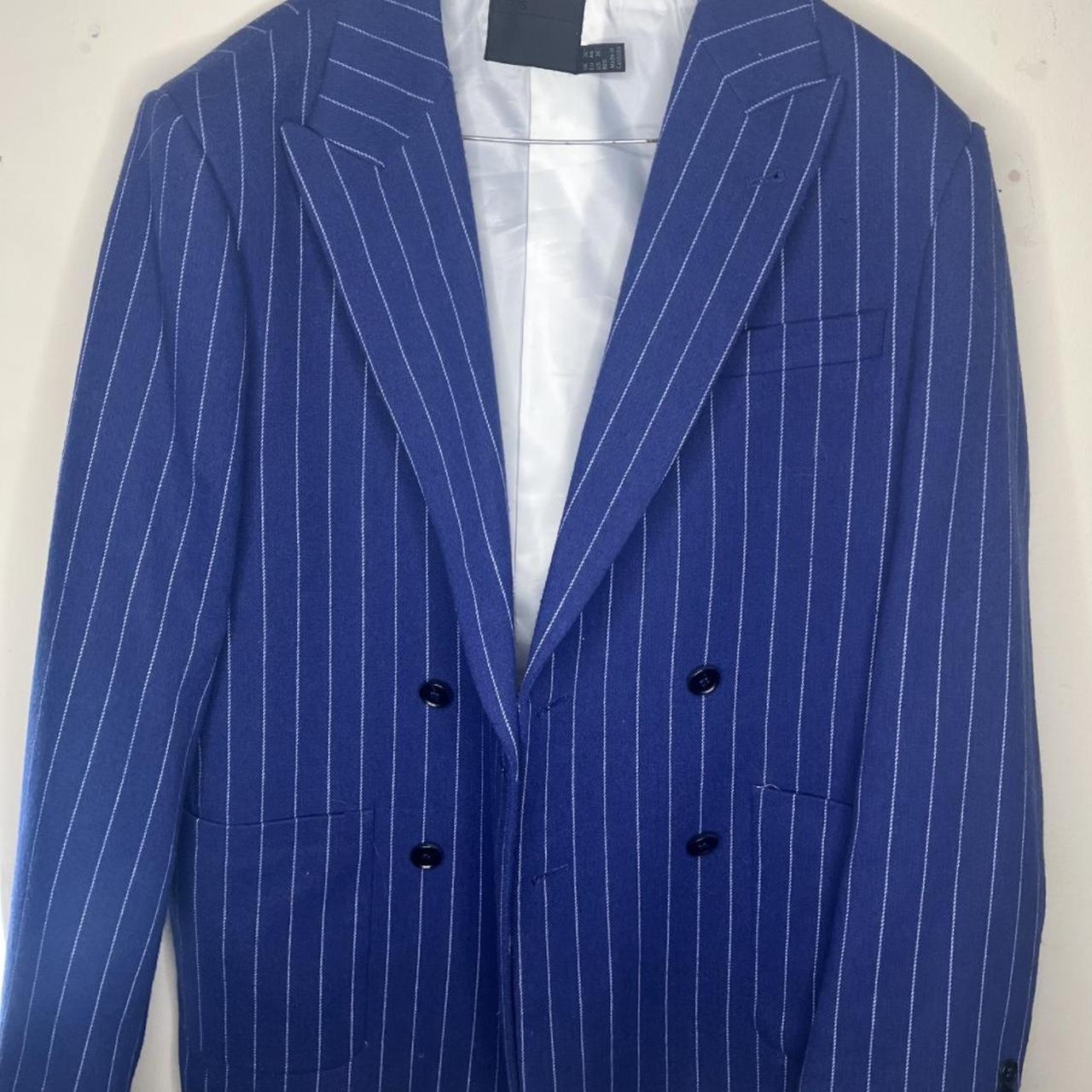 💙🔵🌀 60s style royal blue and white blazer from asos... - Depop