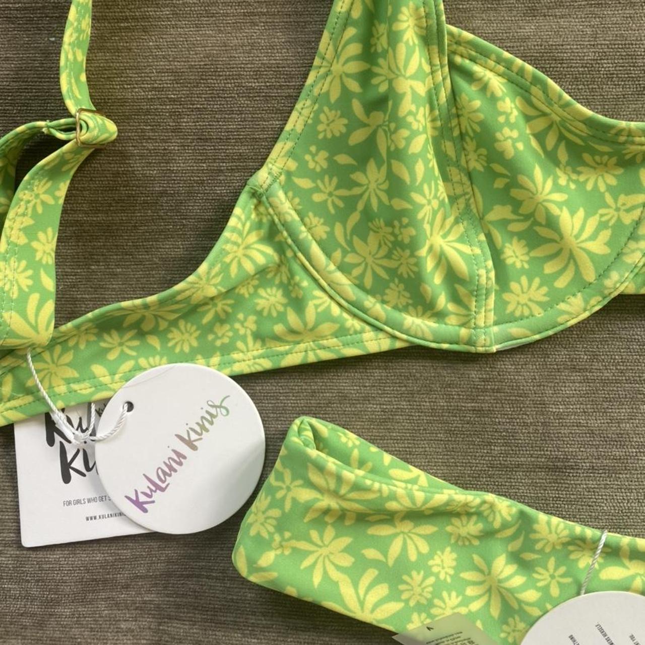 Kulani Kinis Women's Green and Yellow Bikinisandtankinisets Depop