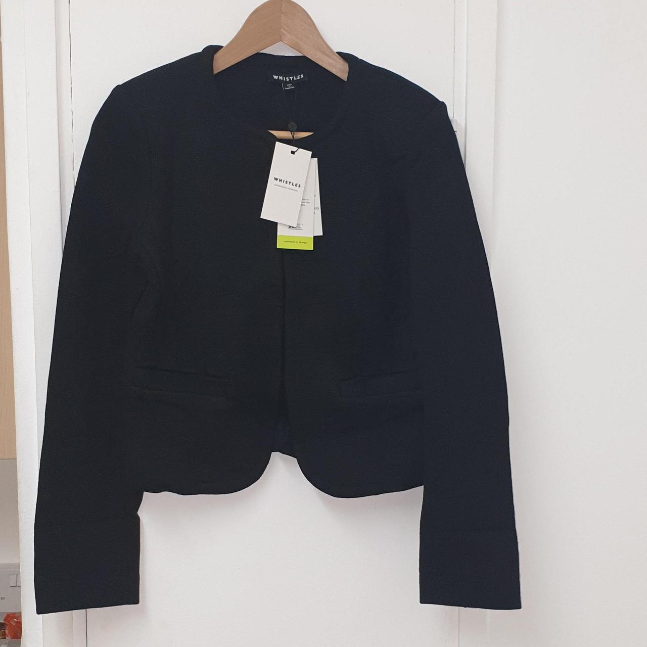 Whistles Collarless Jersey Jacket Black UK... Depop
