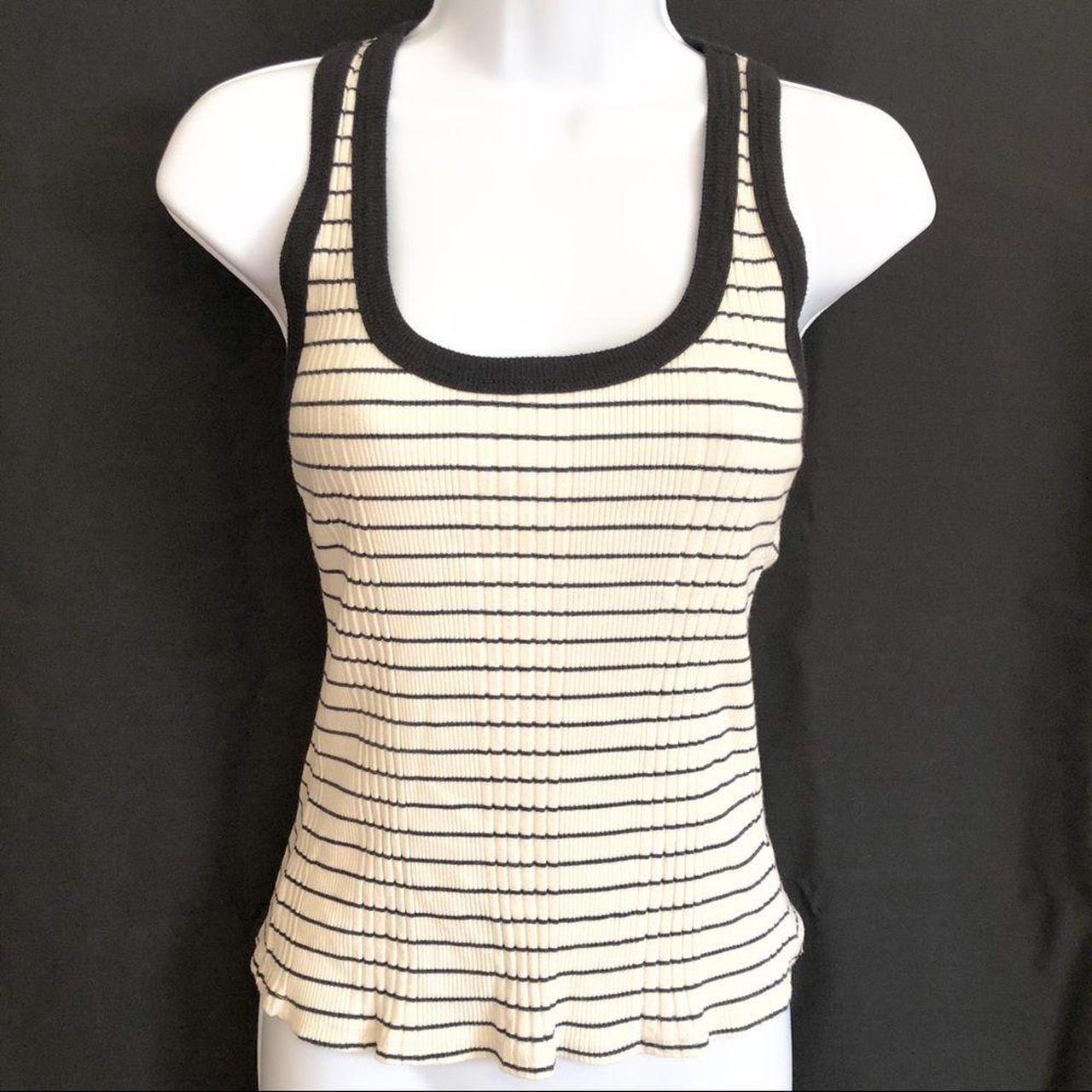 LA Made Tank Top White with black stripes and black... - Depop