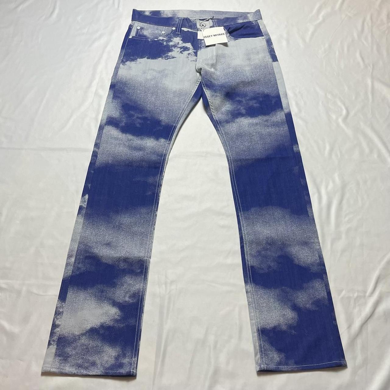 Issey Miyake Men's White and Blue Jeans