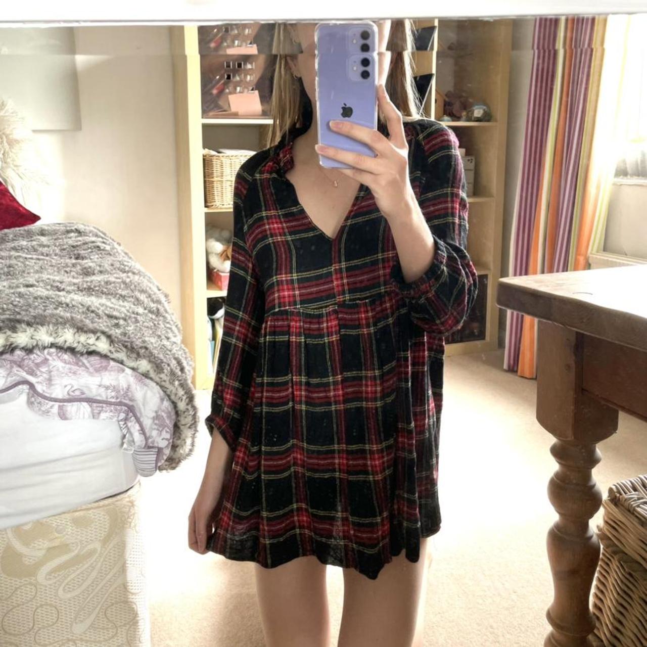 ZARA tartan floaty dress size small but is very. Depop