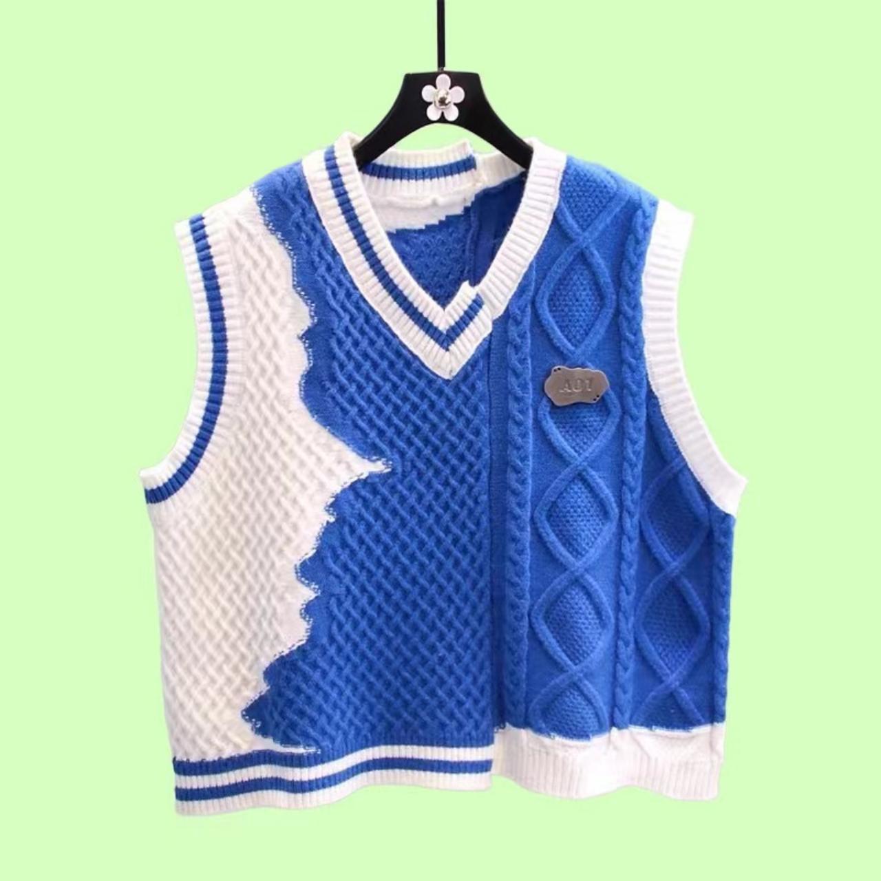 Irregular Style Cute Knitted Vest one size... - Depop