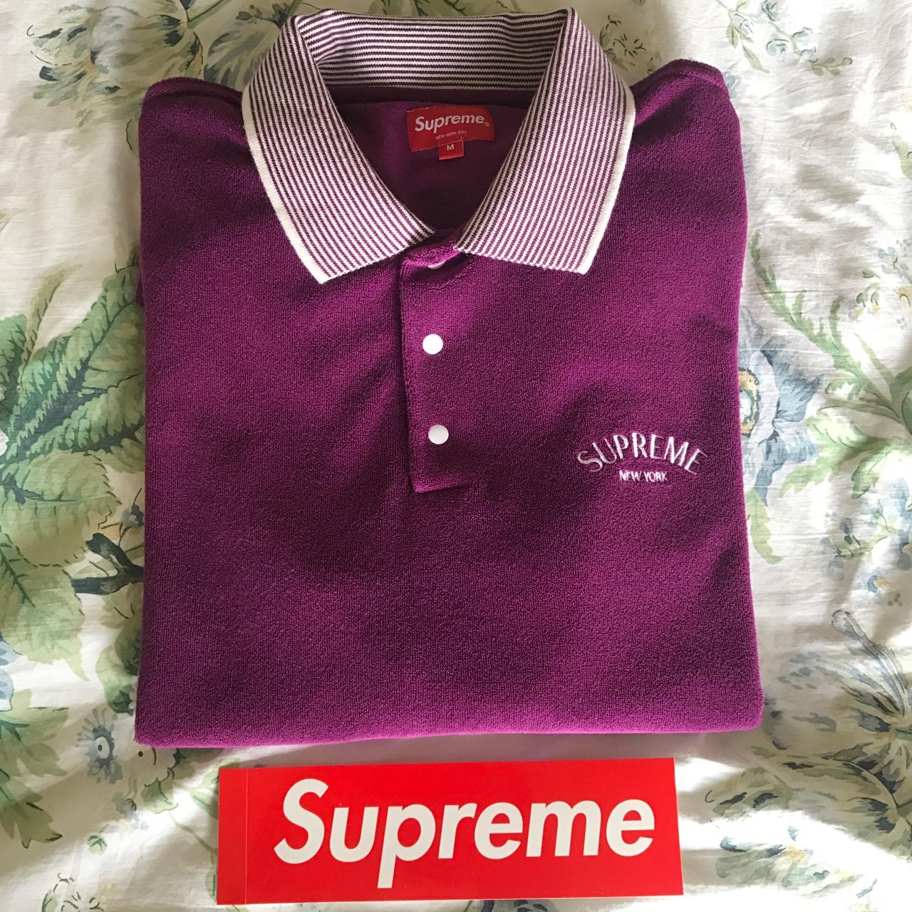 Supreme Striped Collar Terry Polo Burgundy, // SS17...