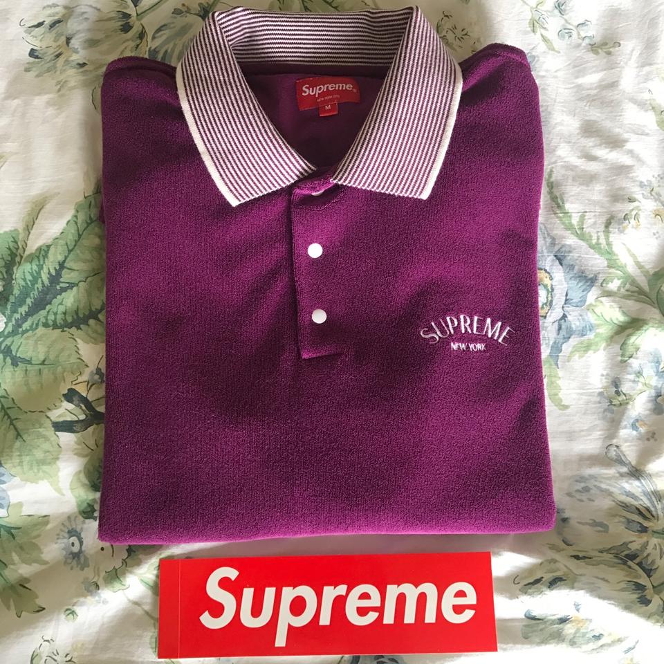 supreme 17SS STRIPED COLLAR TERRY POLO - ポロシャツ