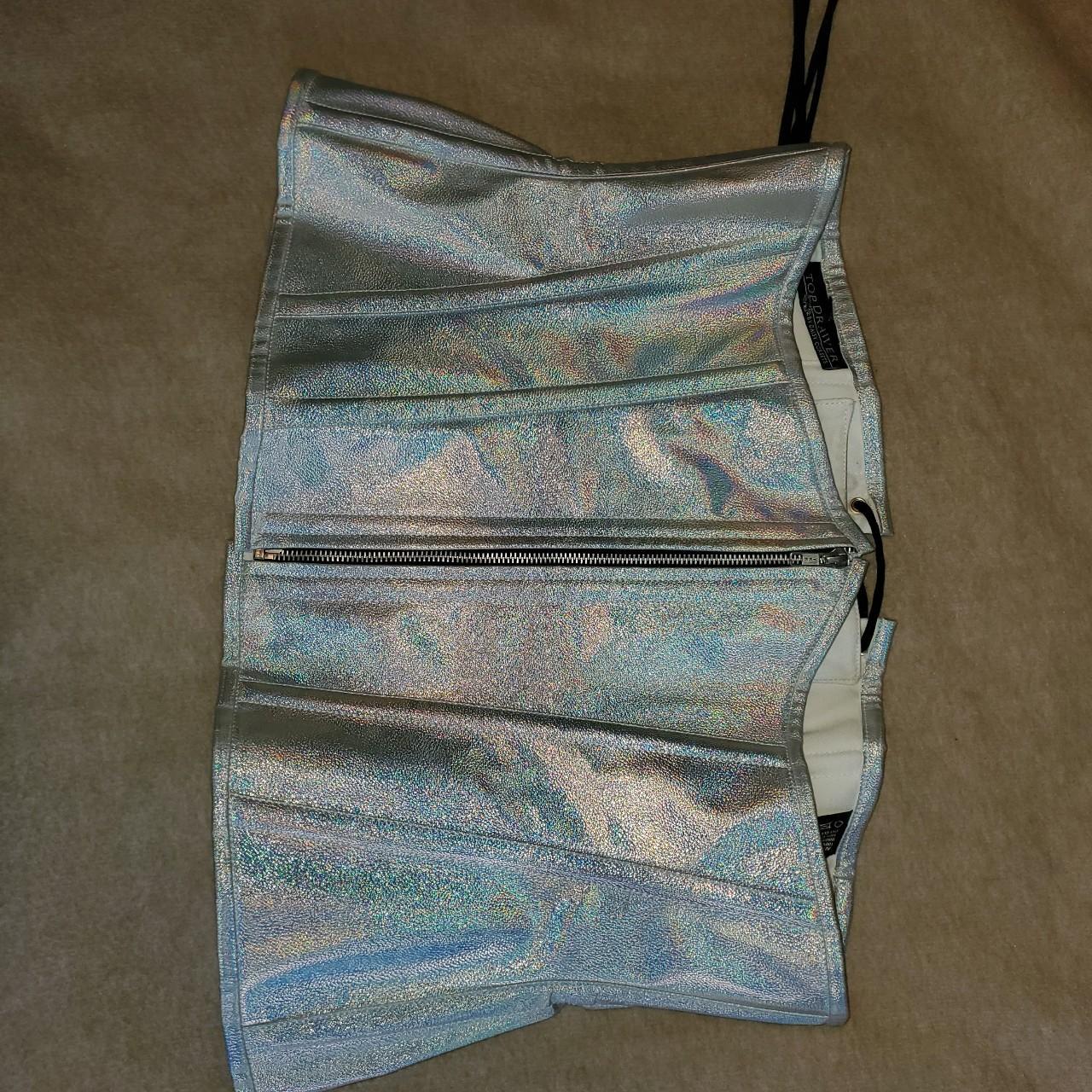 Pleather Holographic Corset Zipper XXL Not plus... - Depop