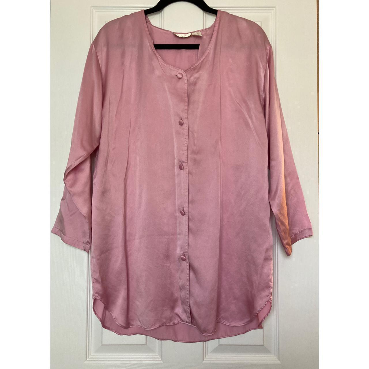 Victoria's Secret Vintage Gold Label 100% Silk Pink... - Depop