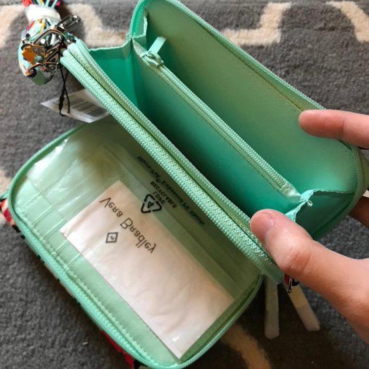 Vera Bradley Women's Green and Pink Walletpurses Depop