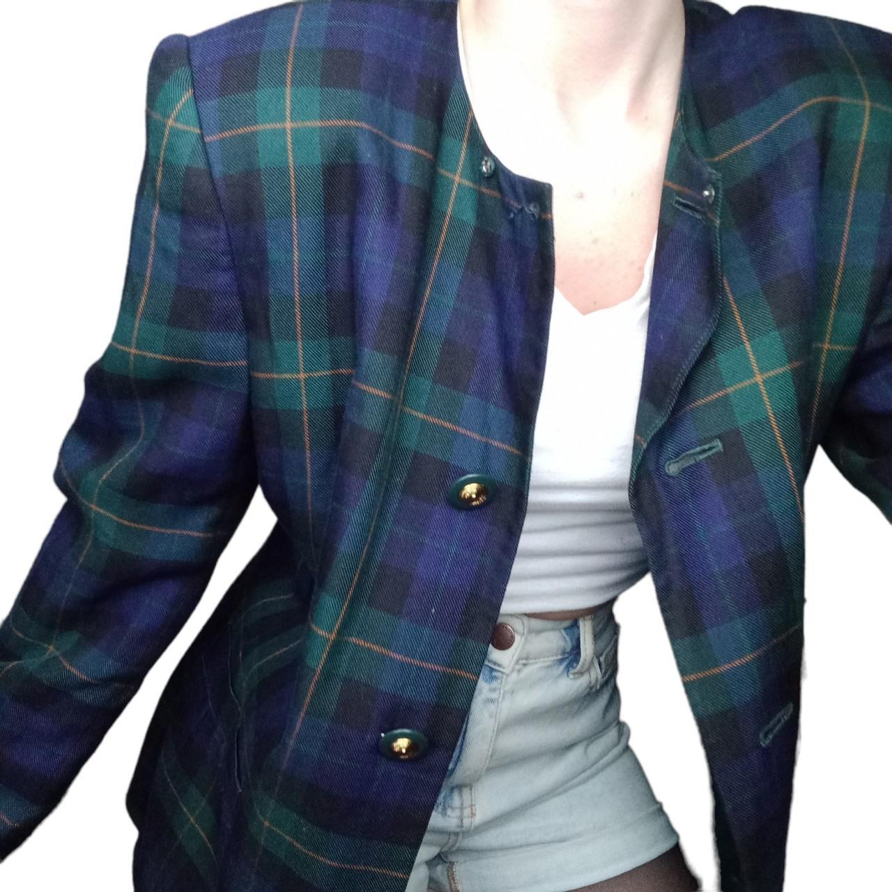 Green, Blue, & Gold Plaid Suit Jacket Brand: Le... - Depop