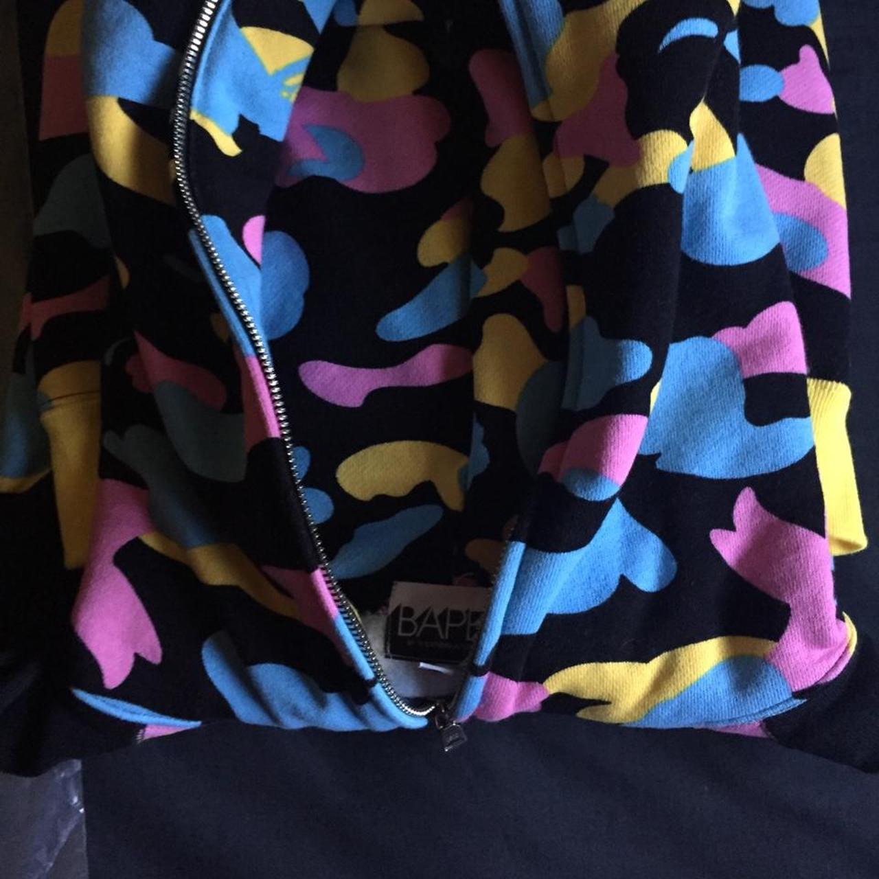 OG bape cofton candy black hoodie multi camo full...