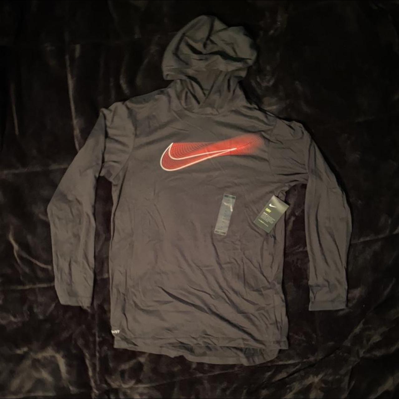 Y2K Black Nike red swoosh dri fit hoodie Bought Depop