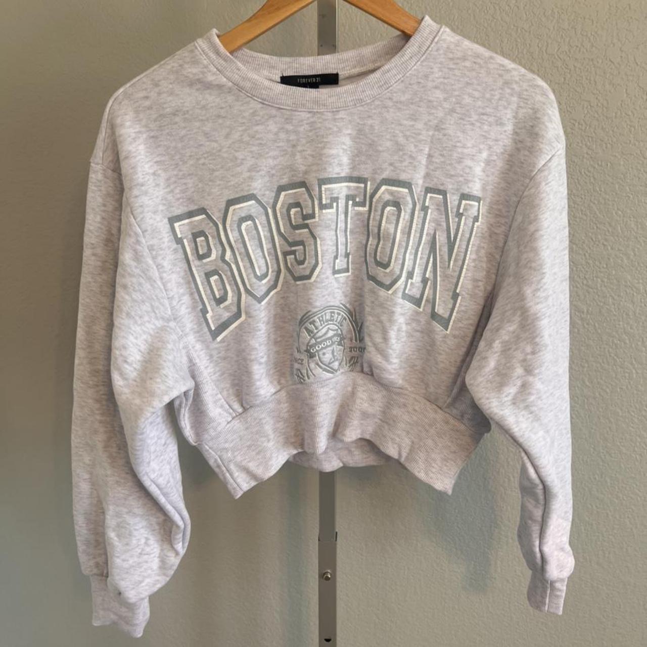 Forever 21 black, cropped boston hoodie. Size Small, - Depop