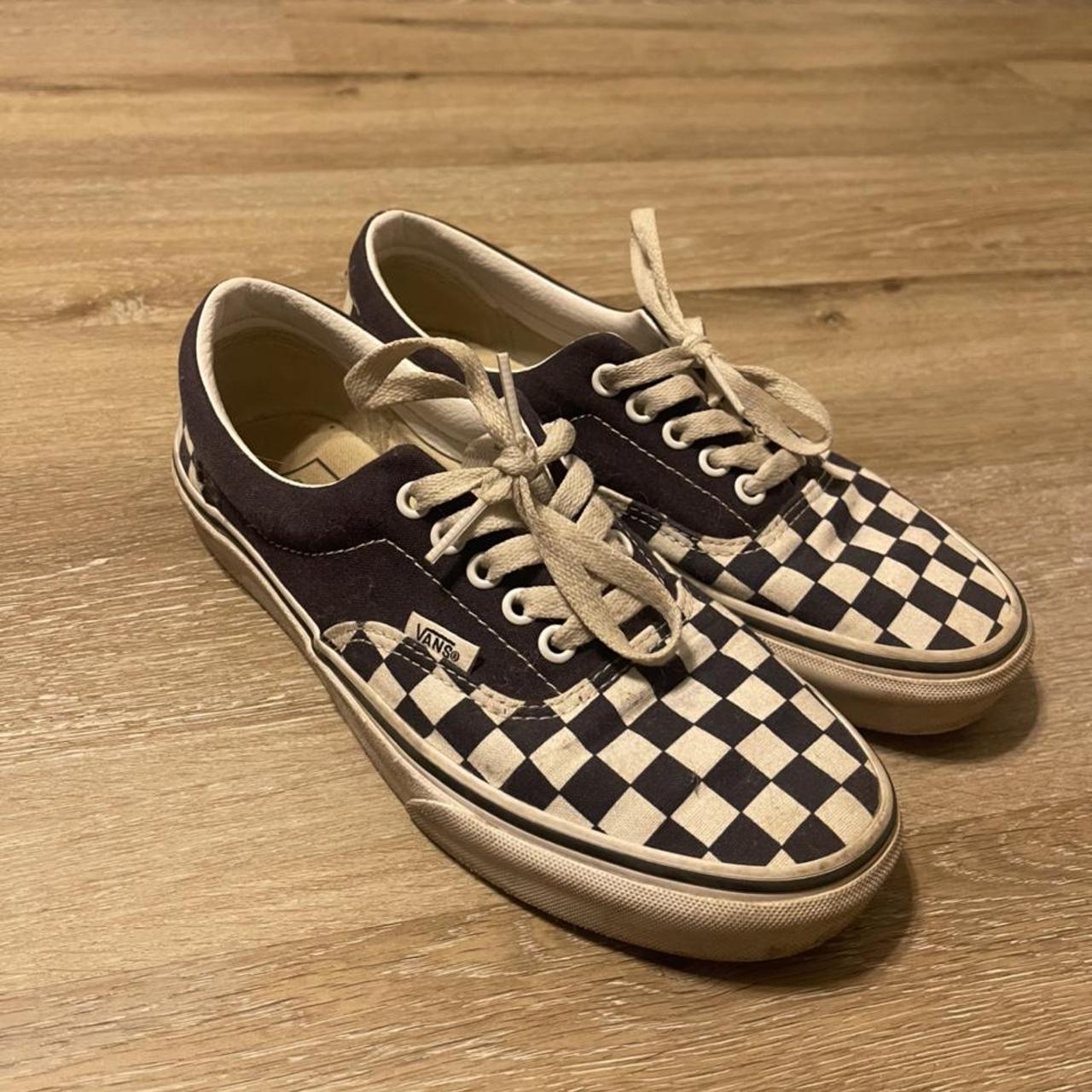 Navy blue vans on sale checkerboard