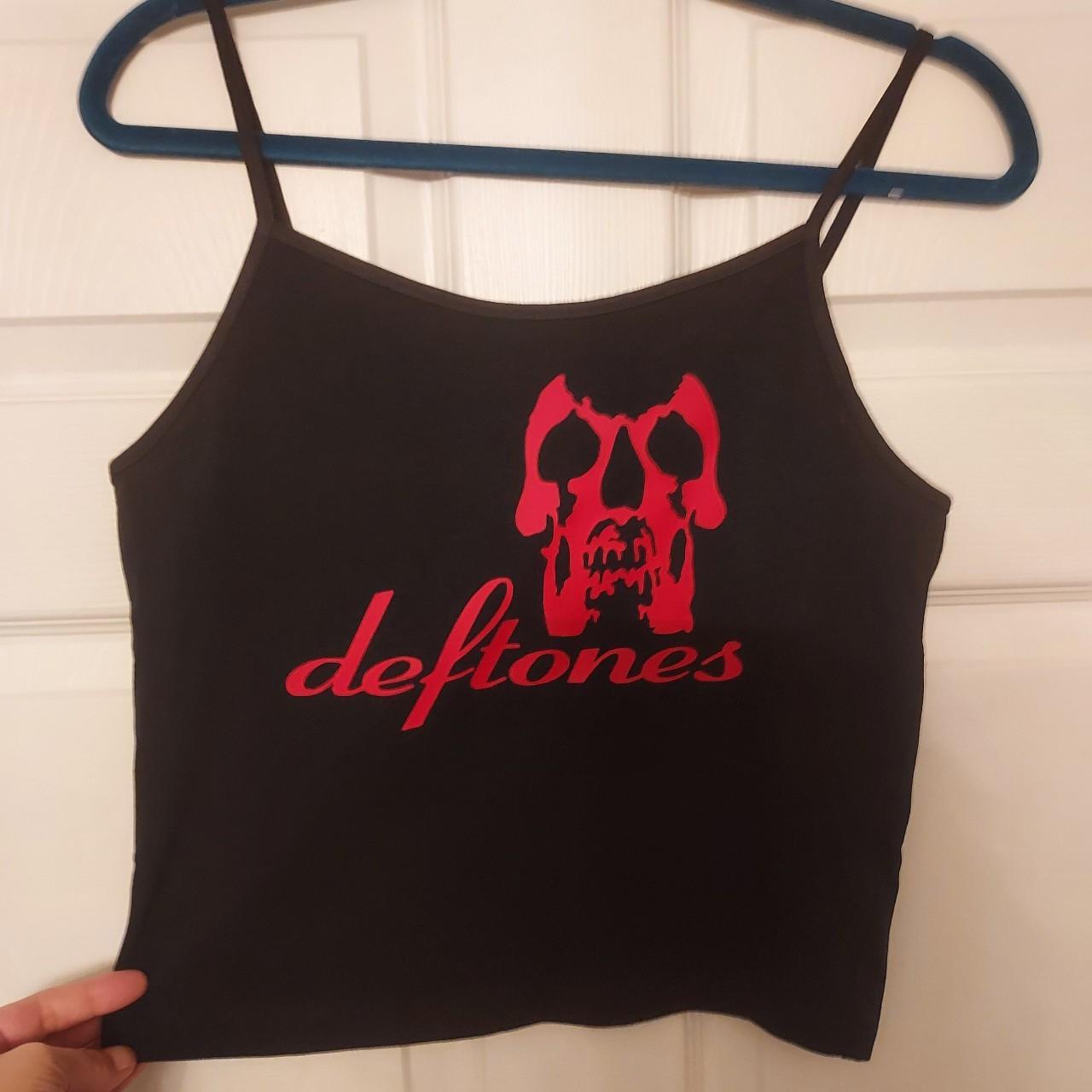 Deftones crop top self titled skull deftones shirt... - Depop