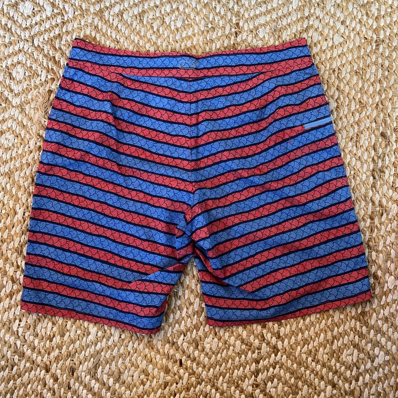 Vineyard Vines Men's Red and Blue Swimsuitonepiece Depop