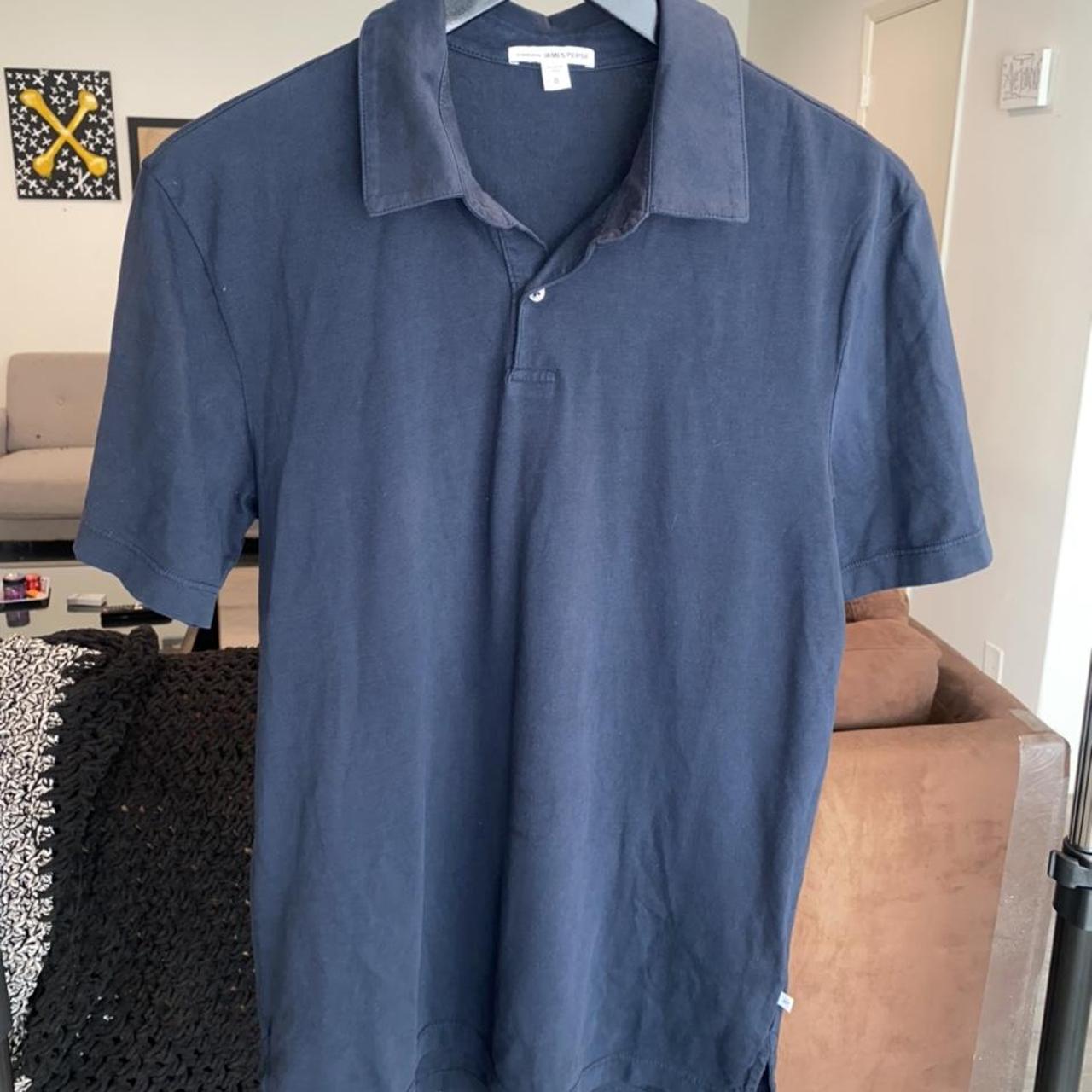 JAMES PERSE NAVY BLUE POLO SHIRT SIZE 0/EXTRA SMALL... - Depop