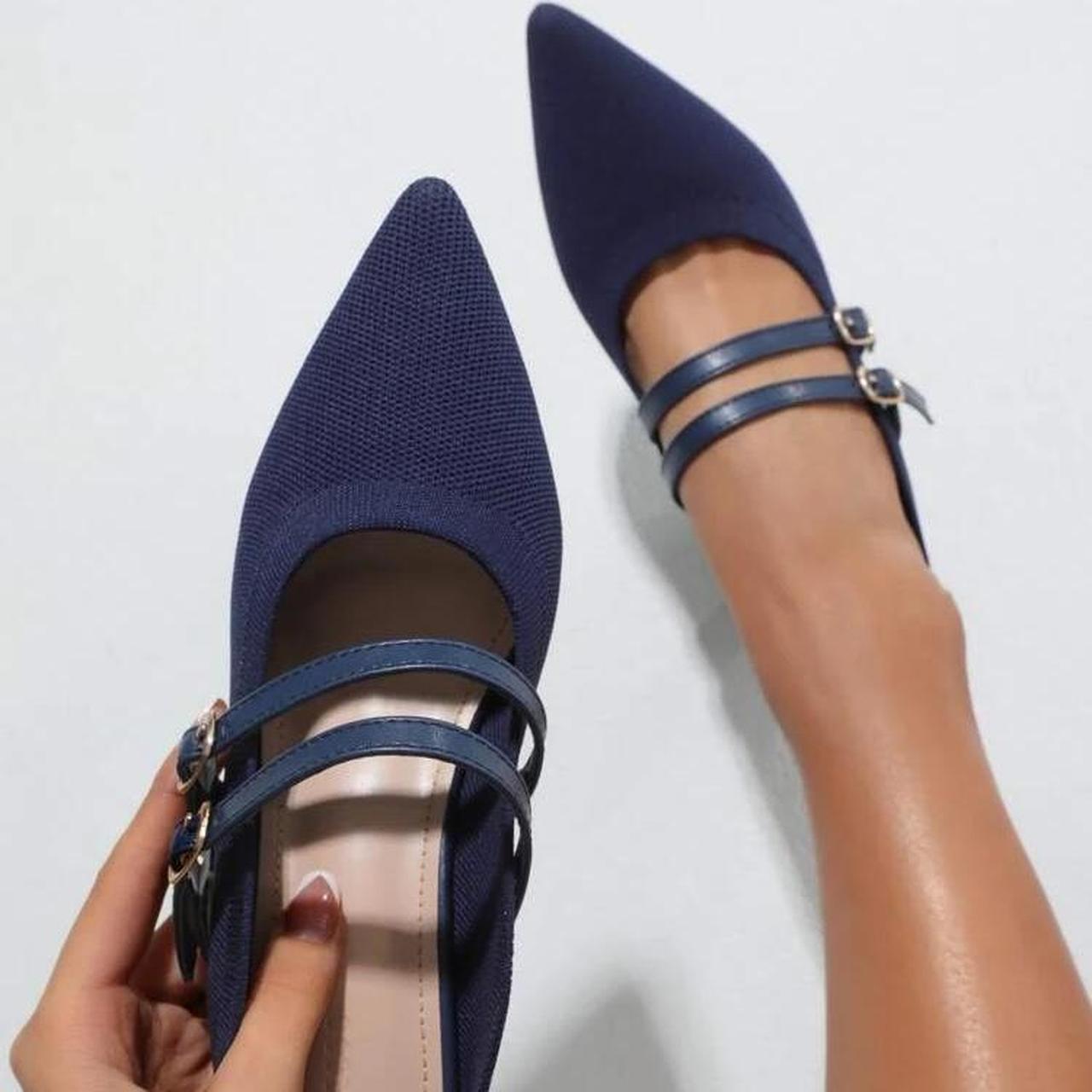 Navy blue mules heels best sale