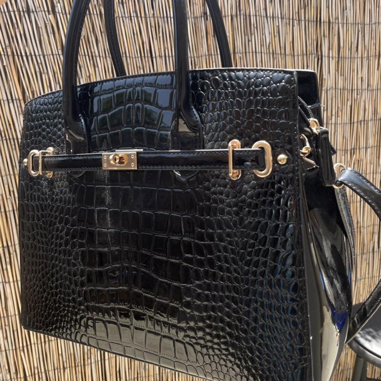 Black faux leather snakeskin purse with Depop