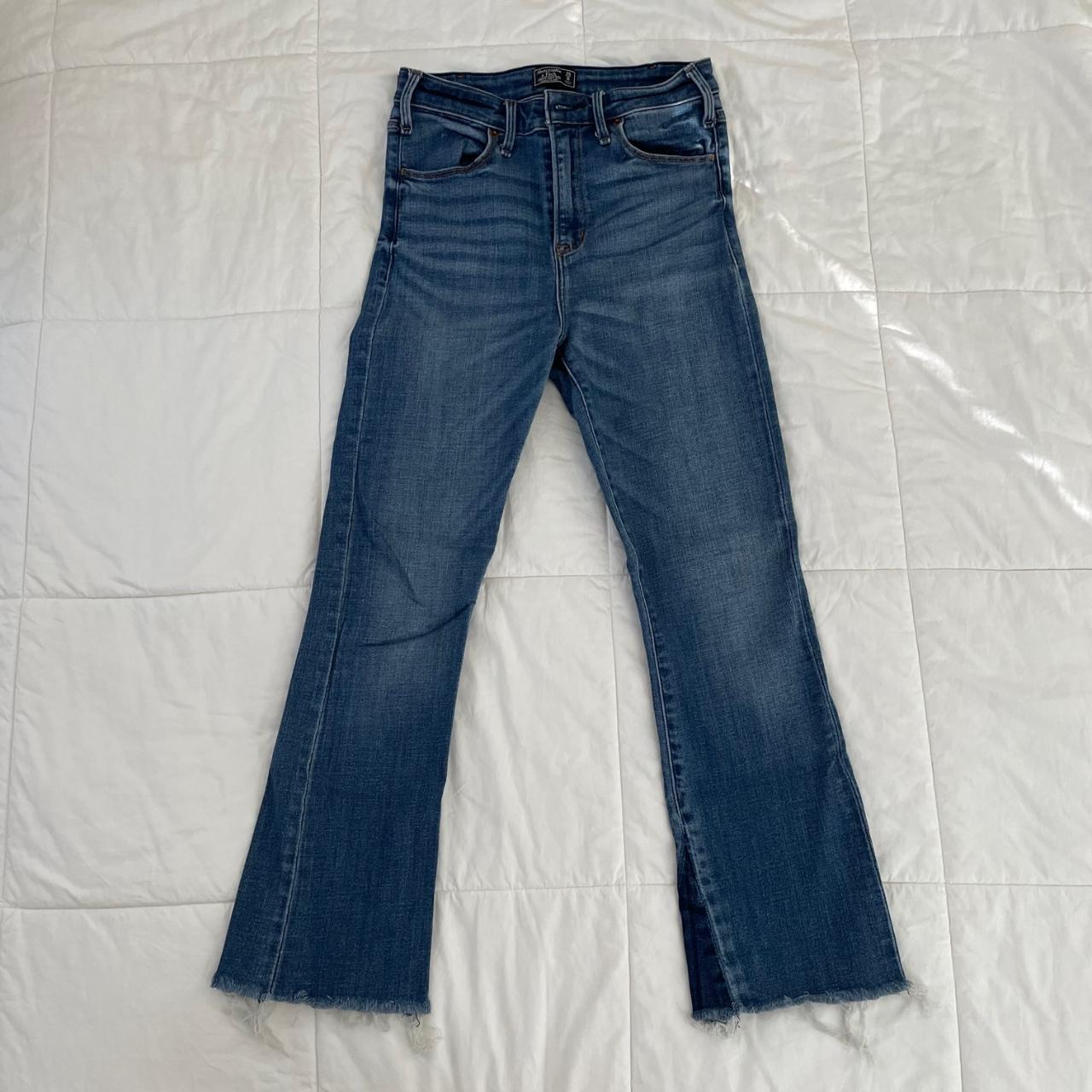 Abercrombie & Fitch Women's Navy and Blue Jeans | Depop