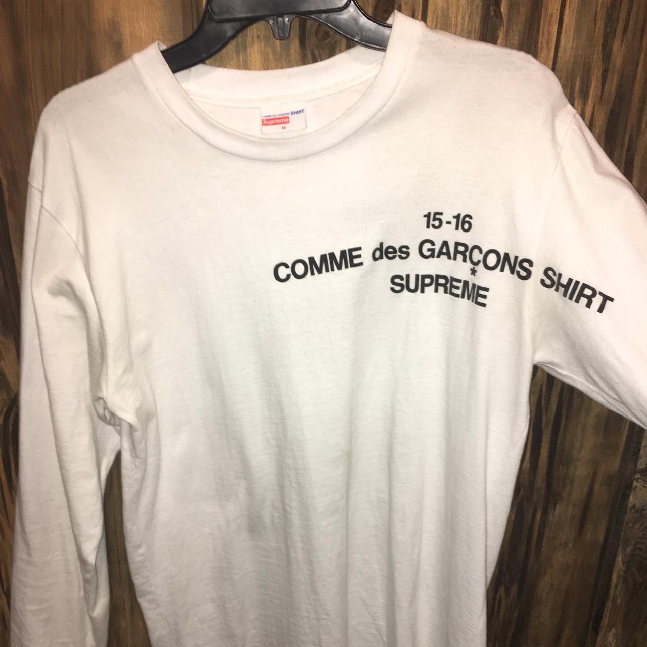 Supreme x CDG white long sleeve shirt. 9/10... - Depop